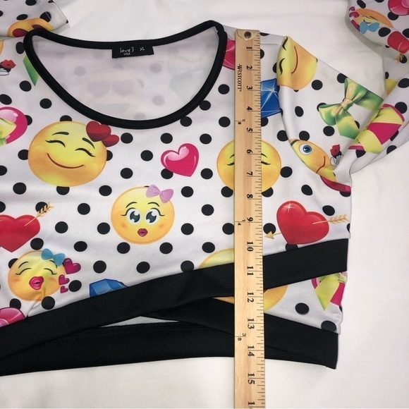 Love J USA Emoji Cropped Long Sleeve Top Polka Dot Size M/L - Picture 7 of 11